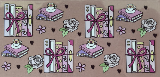 books reading uv dtf wrap floral bow