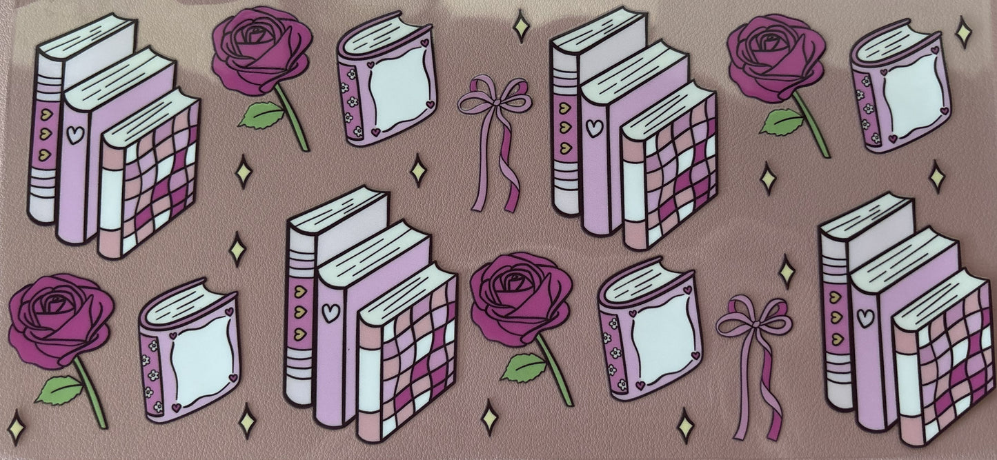 books reading uv dtf wrap hearts flowers bows