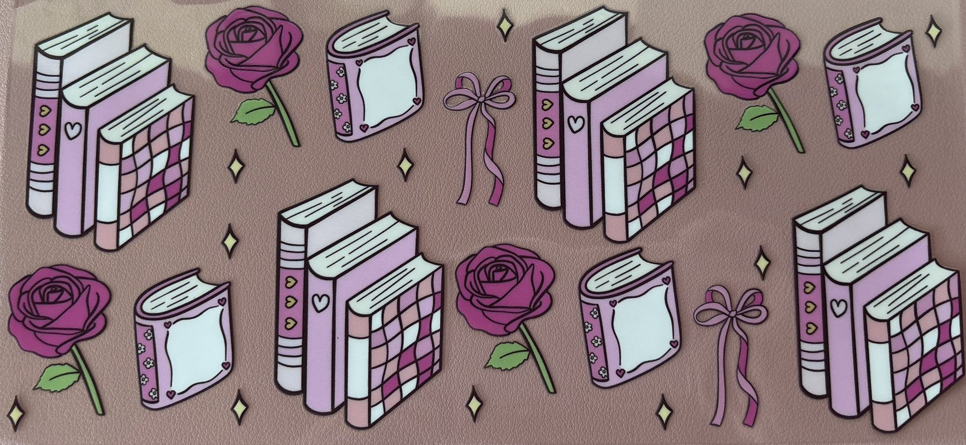 books reading uv dtf wrap hearts flowers bows