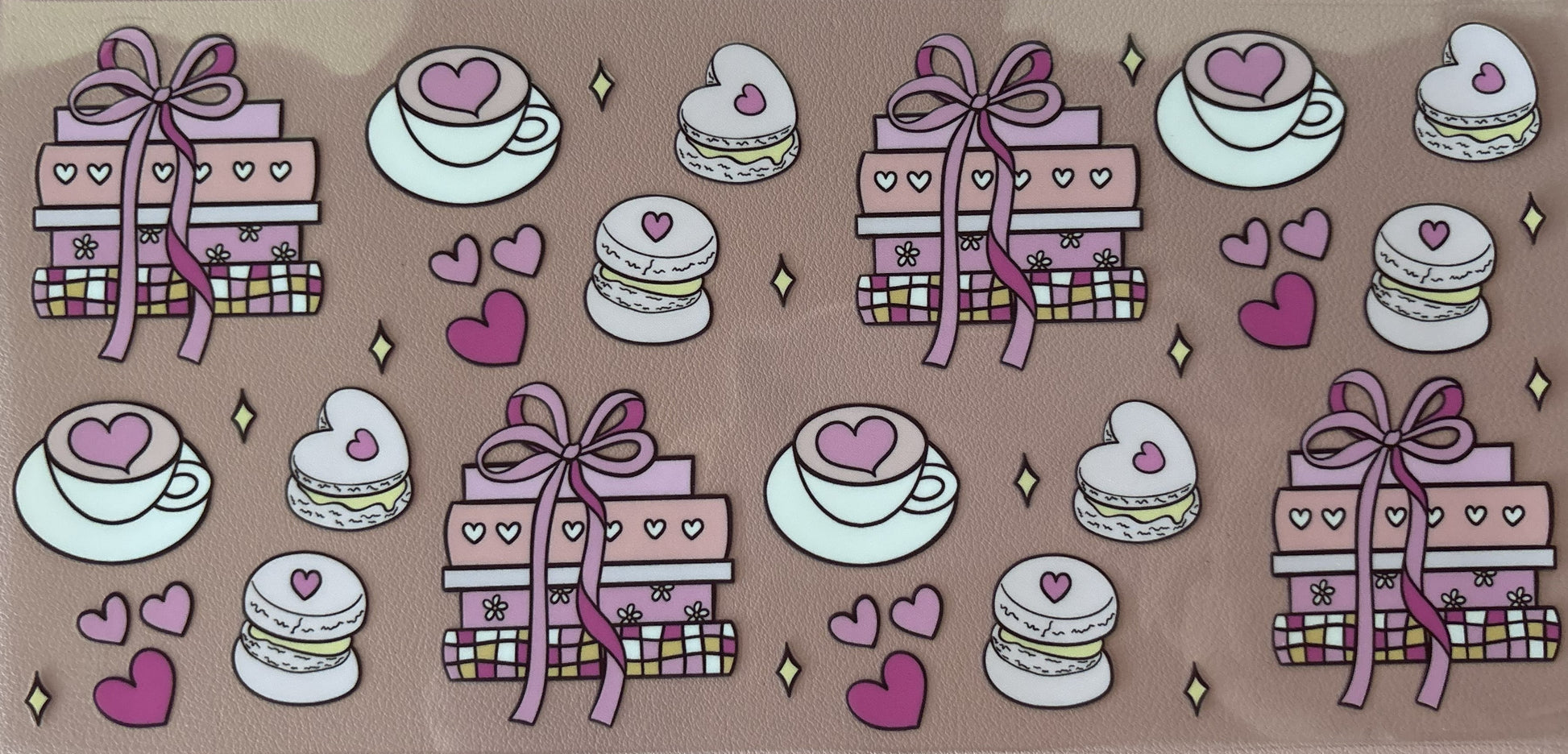 Books and Reading cake hearts bows uv dtf wrap