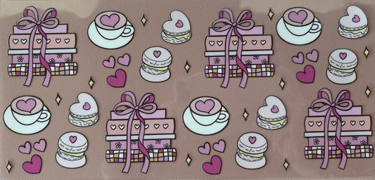 Books and Reading cake hearts bows uv dtf wrap