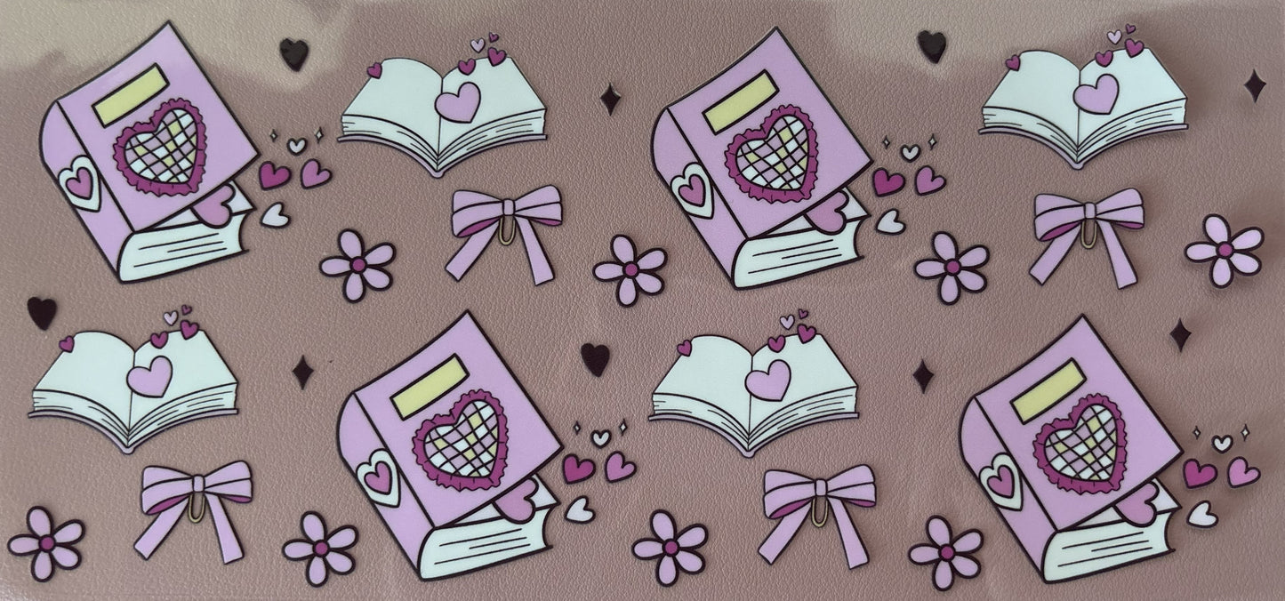 uv dtf wrap book reading bows floral
