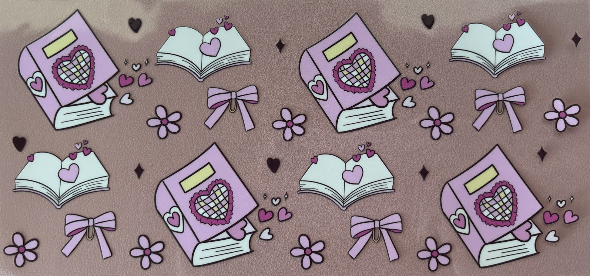 uv dtf wrap book reading bows floral