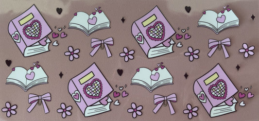 uv dtf wrap book reading bows floral