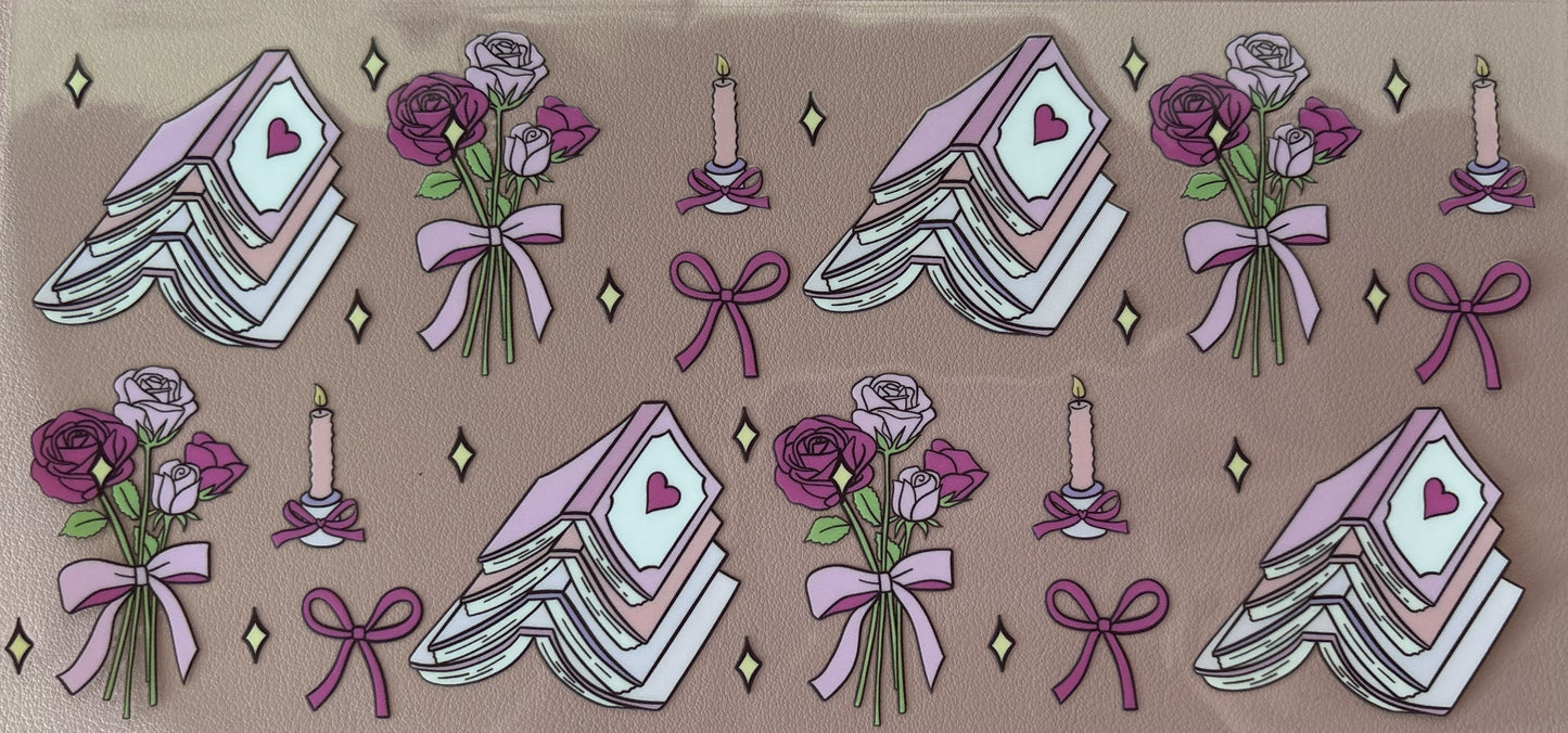 uv dtf wrap books hearts reading bows