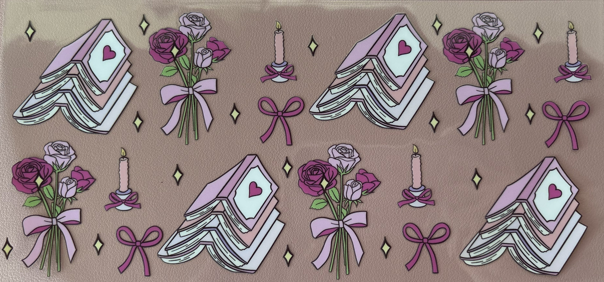 uv dtf wrap books hearts reading bows