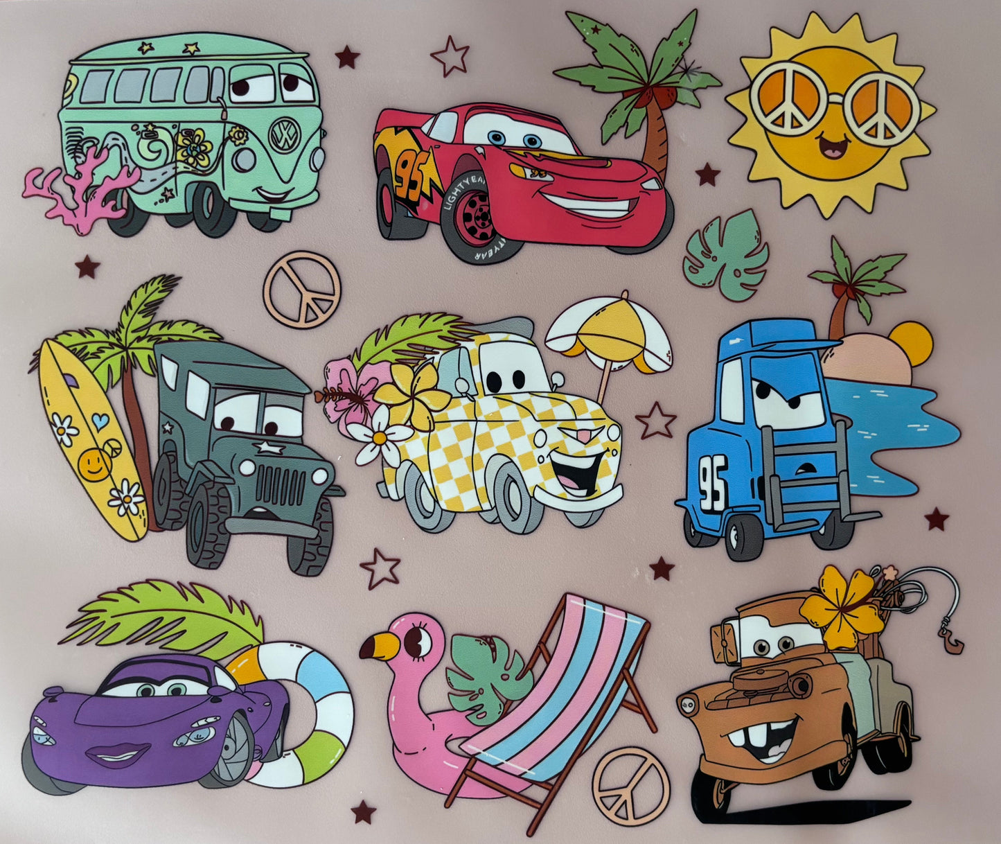 cars beach dtf transfers tshirt tote bag