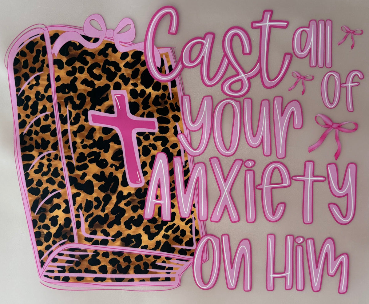 Sticker with leopard print book and pink text leopard print cheetah amen faith