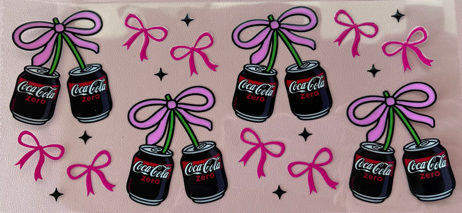 UV DTF wraps soda pop pink bows