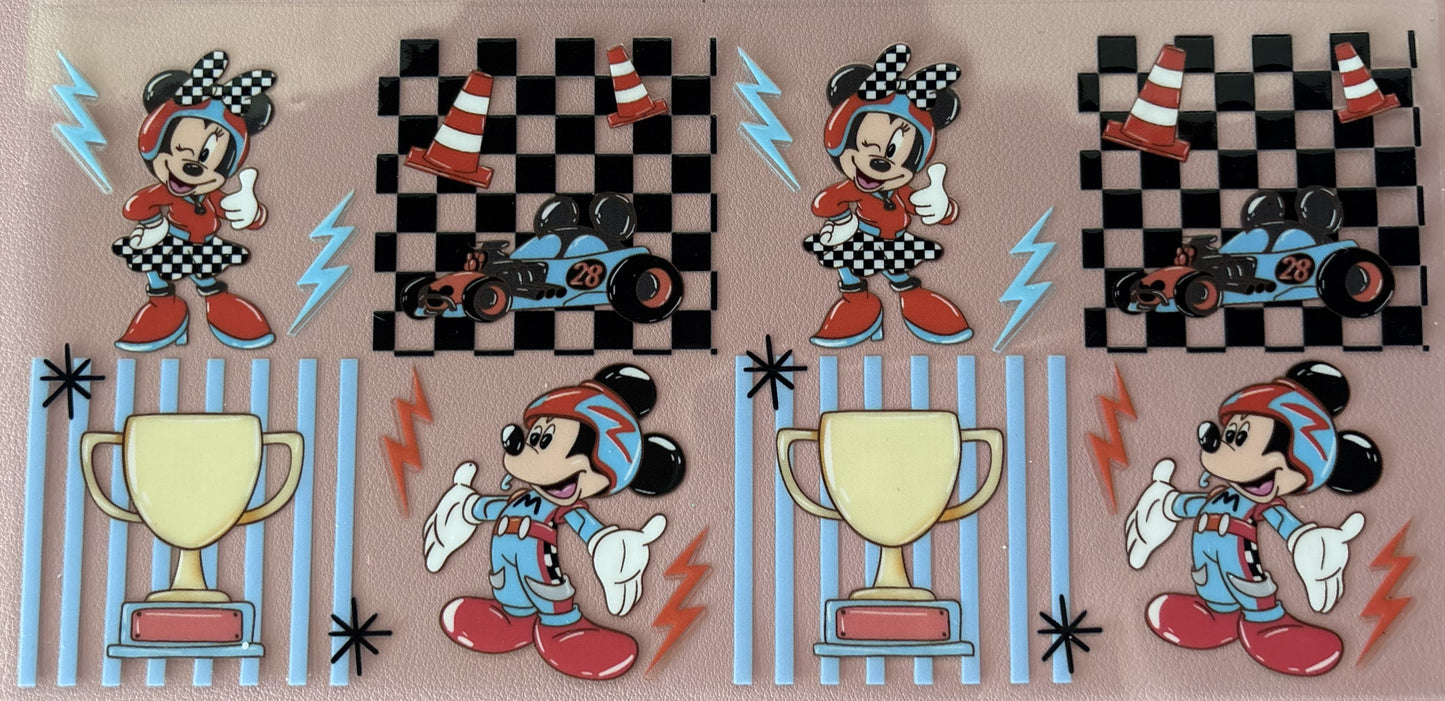 race mouse checkered racecar racing uv dtf wrap