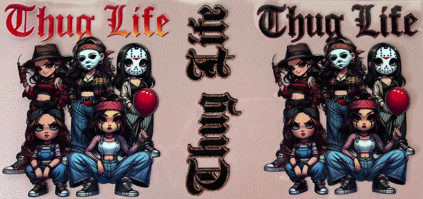 uv dtf cup wrap thug life doll halloween spooky