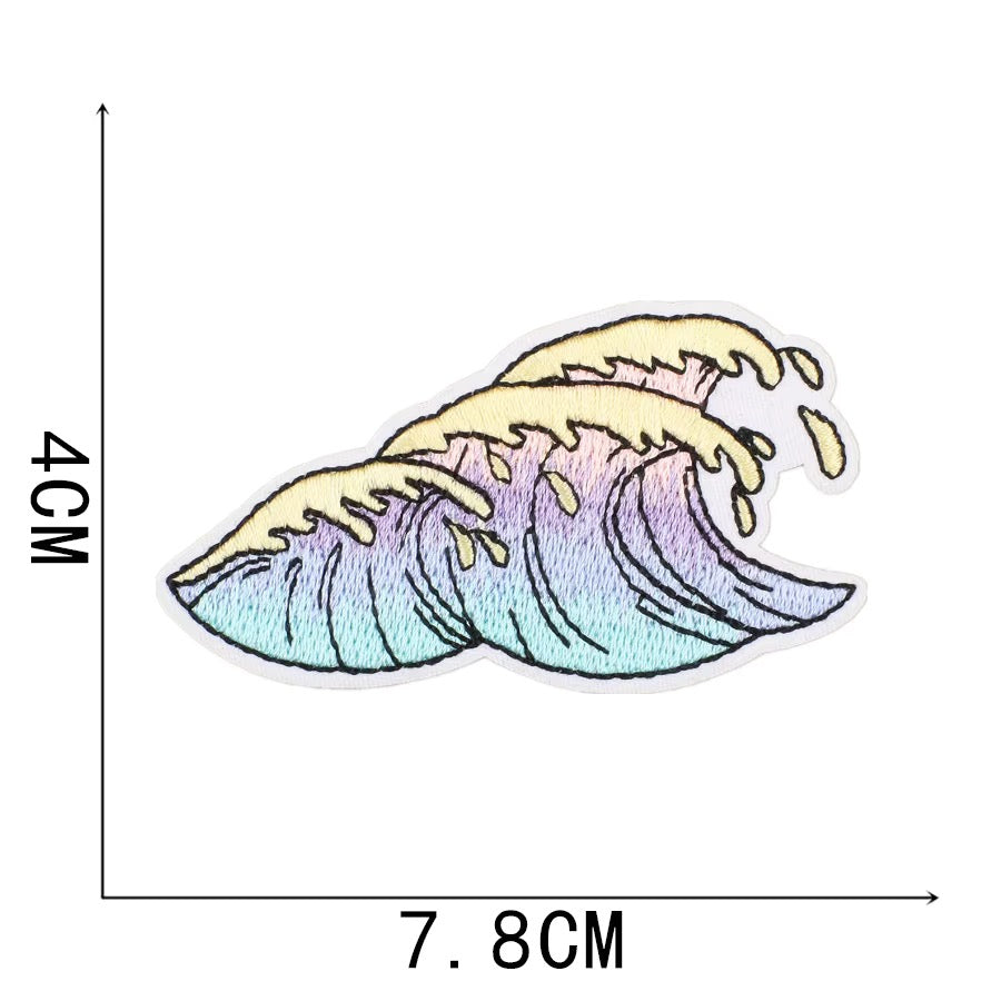 Colorful wave design with dimensions on a white background rainbow wave coastal cowgirl western