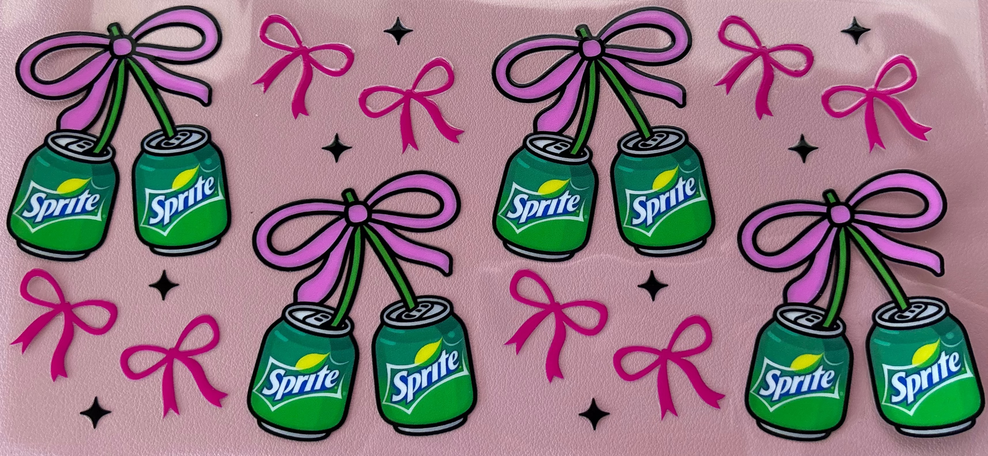 uv DTF wrap soda pop with pink bows