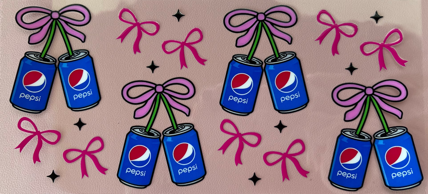 UV dtf transfer soda pop with pink bows