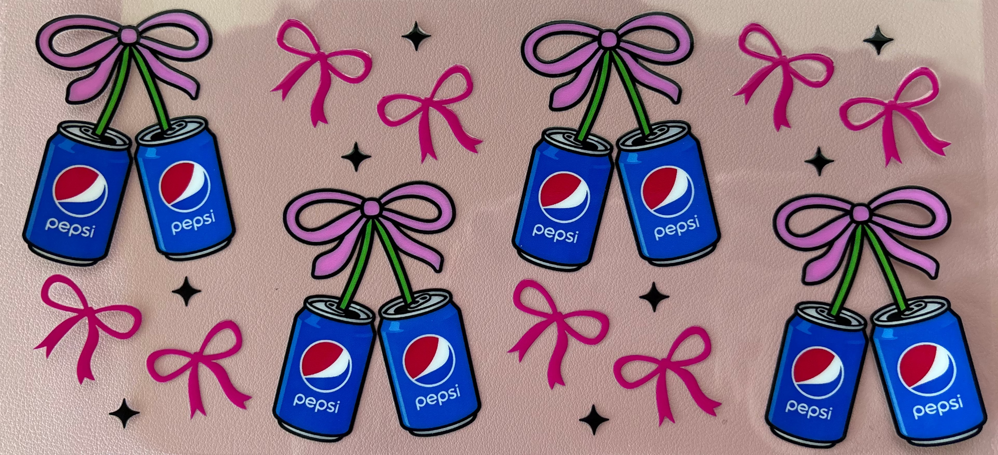 UV dtf transfer soda pop with pink bows