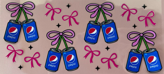 UV dtf transfer soda pop with pink bows